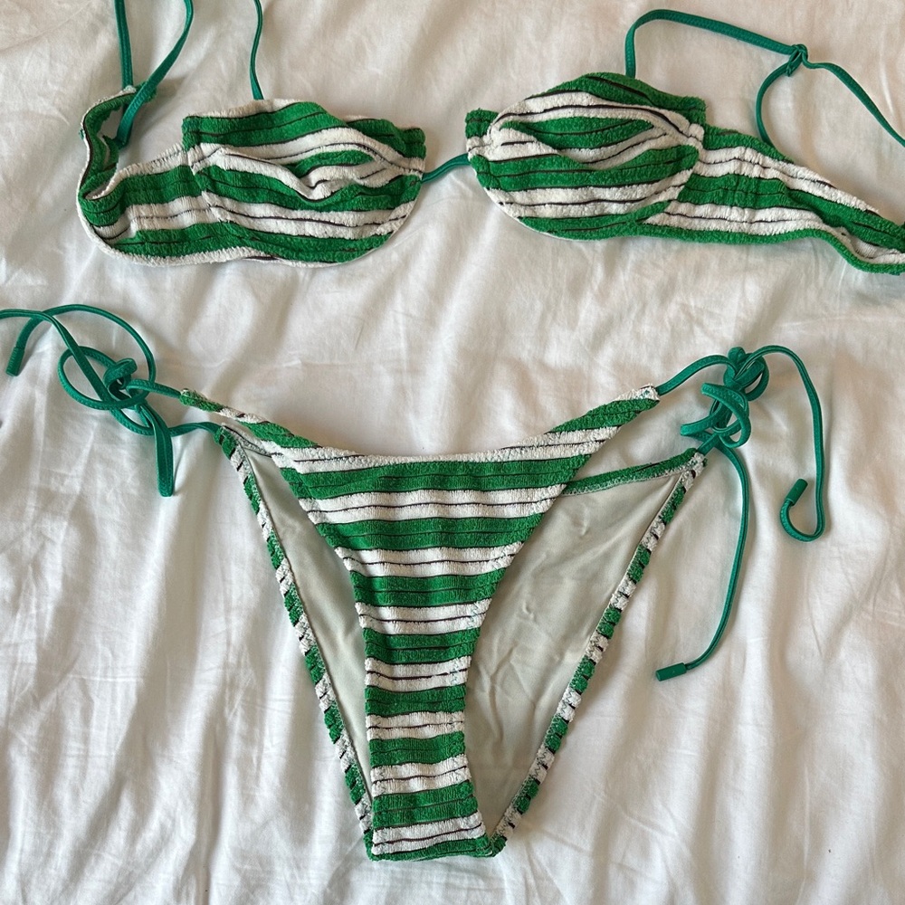 Triangl Swimwear | Green and White Terry Bikini
